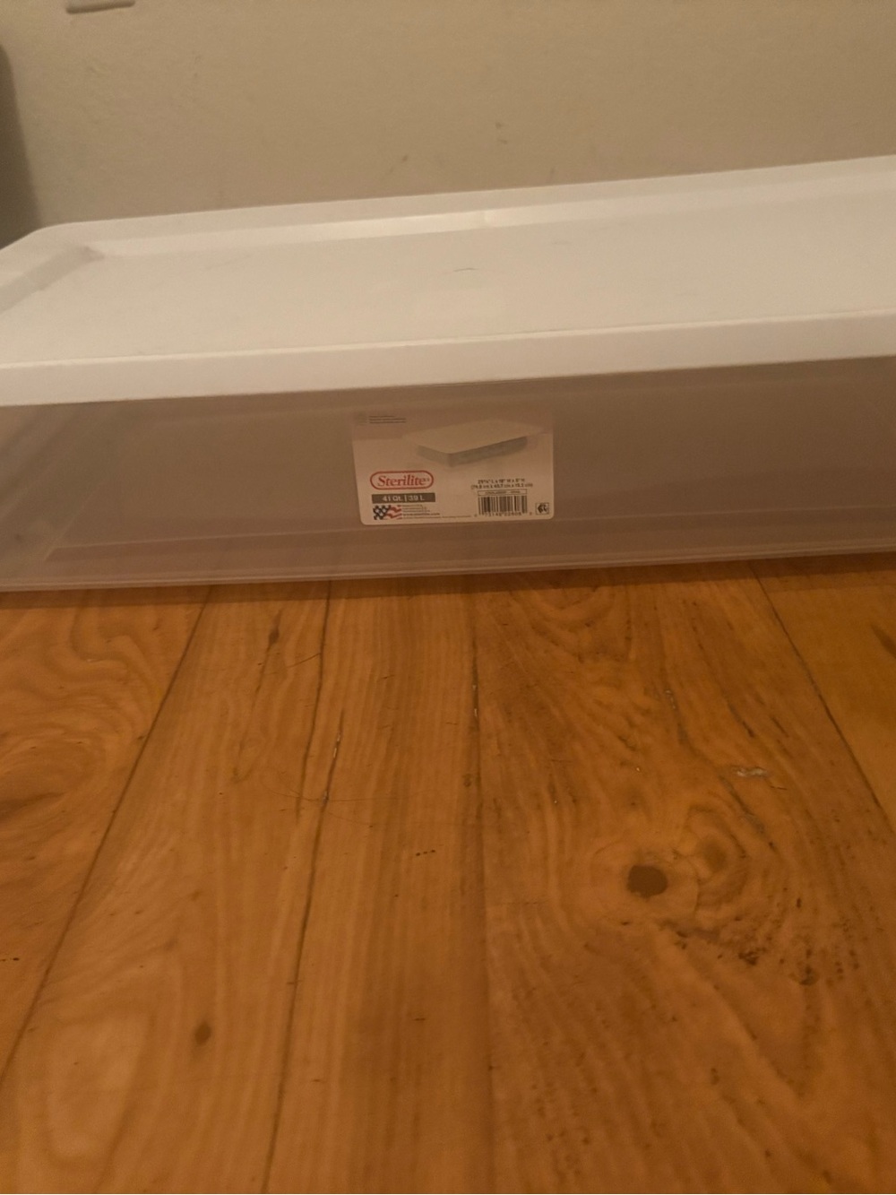Clear Under-Bed Storage Box with White Lid